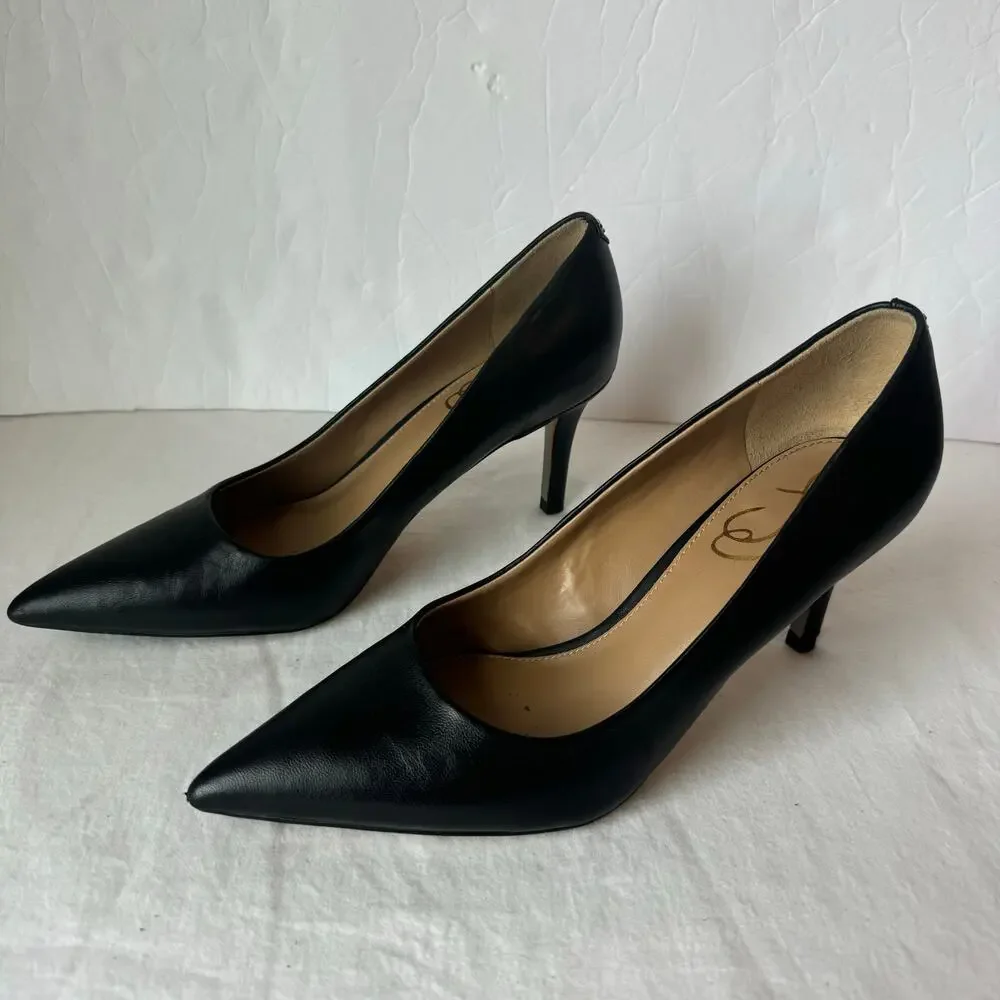 Sam Edelman Women's Vienna Pointed Toe Heel Pumps 7 Leather Black Party Dressy